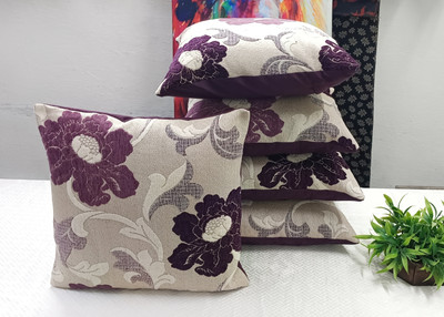 Real Desi Chenille Cushions Cover(Pack of 2, 40 cm*40 cm, Purple)