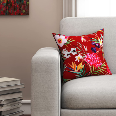 SEJ BY NISHA GUPTA Polyester Cushions Cover(40 cm*40 cm, Red)