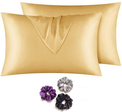 CEBADA Satin Pillows Cover(Pack of 2, 45 cm*72 cm, Gold)