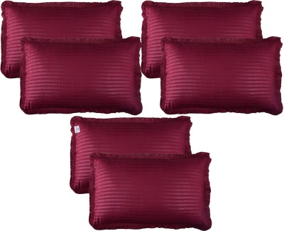 Heart Home Self Design Pillows Cover(Pack of 6, 74 cm*50 cm, Maroon)