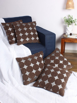 ROMEE Velvet Cushions & Pillows Cover(40 cm*40 cm, Pack of 5, Brown)