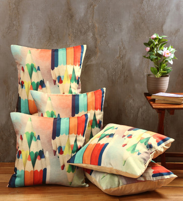 ROMEE Jute Cushions & Pillows Cover(40 cm*40 cm, Pack of 5, Multicolor)