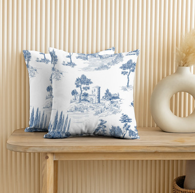 Casableu Polyester Cushions & Pillows Cover(40.64 cm*40.64 cm, Pack of 2, Blue)