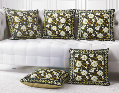 LoomJungle Polycotton Cushions Cover(40 cm*40 cm, Pack of 5, Brown)