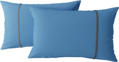 BLISSHOME Plain Pillows Cover(Pack of 2, 68 cm*45 cm, Blue, Grey)