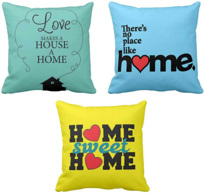 TheYaYaCafe Cotton Cushions Cover(40 cm*40 cm, Pack of 3, Multicolor)