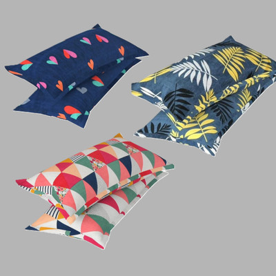 P.Rtrend Cotton Pillows Cover(46 cm*69 cm, Pack of 6, Dark Blue, Green, Multicolor)
