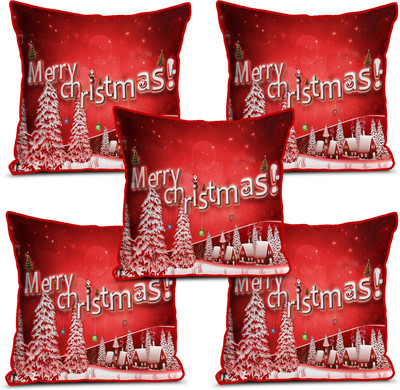 Anil Enterprises Jute Cushions Cover(40 cm*40 cm, Pack of 5, Red)