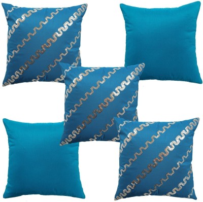 HOME9INE Polyester Cushions Cover(Pack of 5, 40 cm*40 cm, Dark Blue, Silver)