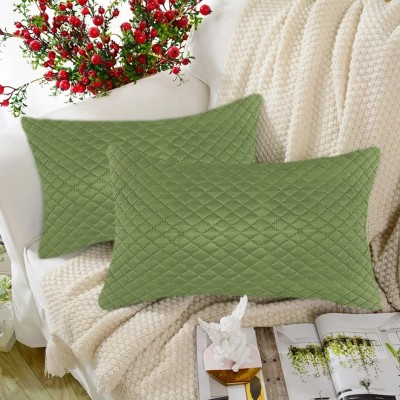 Tesmare Velvet Cushions & Pillows Cover(Pack of 2, 30 cm*50 cm, Green)