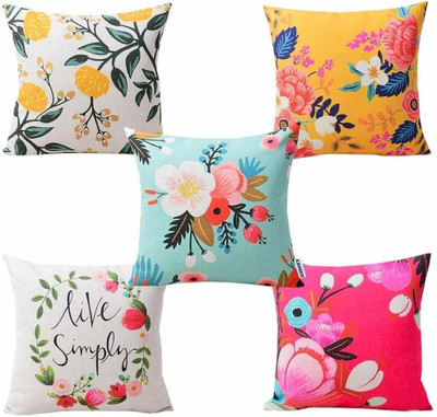 SAINFAB Polyester Cushions Cover(40 cm*40 cm, Pack of 5, Multicolor)