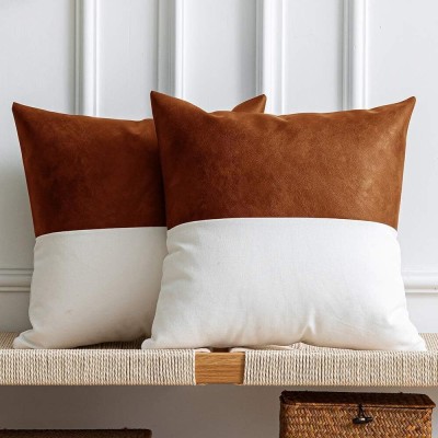 ASIFAS Leather Cushions & Pillows Cover(Pack of 2, 45 cm*45 cm, White)