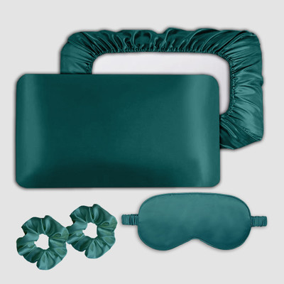 Avirons Silk Pillows Cover(46 cm*72 cm, Pack of 2, Green)