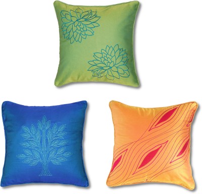 yamunoshtu Embroidered Cushions & Pillows Cover(Pack of 3, 40 cm*40 cm, Blue, Green, Yellow)