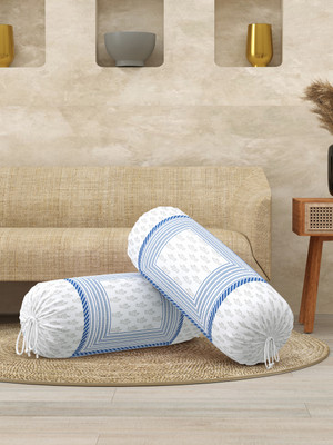 Blocks Of India Cotton Cushions & Bolsters Cover(16 cm*32 cm, Pack of 2, Blue)