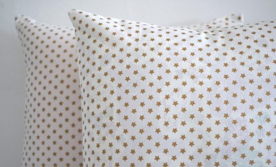 AMARA WEAVES Printed Cushions Cover(Pack of 2, 40 cm*40 cm, White, Gold)