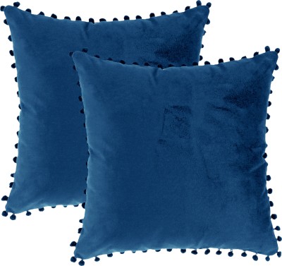 Sugarchic Plain Cushions Cover(Pack of 2, 40 cm*40 cm, Blue)