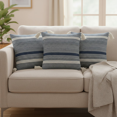 The Elvia Cotton Cushions Cover(40 cm*40 cm, Pack of 4, Black)