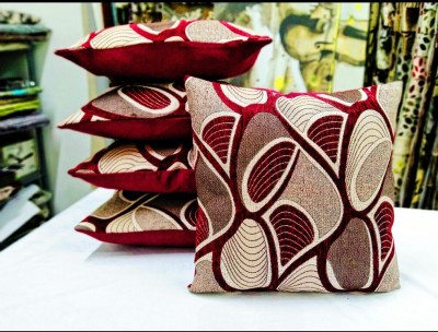 Real Desi Abstract Cushions Cover(Pack of 5, 40 cm*40 cm, Red)