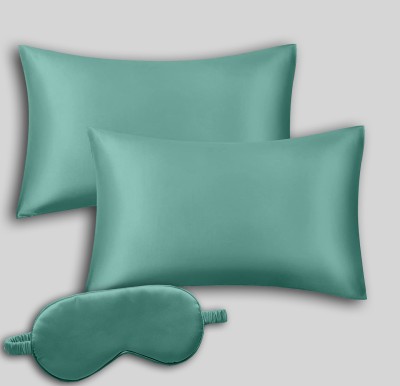 Avirons Silk Pillows Cover(Pack of 2, 45 cm*72 cm, Blue)