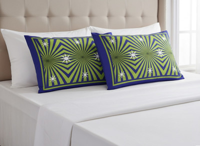 PahalArts Cotton Cushions & Pillows Cover(44 cm*66 cm, Pack of 2, Blue)