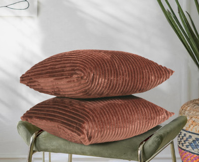 PRINDA Velvet Cushions Cover(40.64 cm*40.64 cm, Pack of 2, Brown)