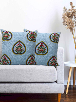 Vinayaka Fab Cotton Cushions Cover(40 cm*40 cm, Pack of 2, Light Blue)