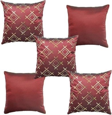 HOME9INE Polyester Cushions Cover(Pack of 5, 40 cm*40 cm, Maroon, Gold)