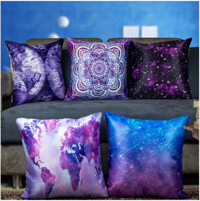 Vendola Satin, Microfiber Cushions Cover(40.64 cm*40.64 cm, Pack of 5, Multicolor)