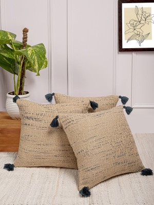 Anwyn Self Design Cushions Cover(Pack of 3, 40 cm*40 cm, Brown)