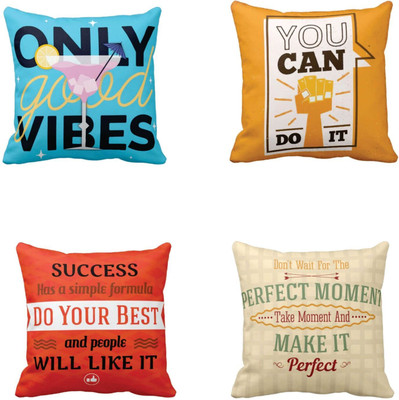 TheYaYaCafe Cotton Cushions Cover(40 cm*40 cm, Pack of 4, Multicolor)