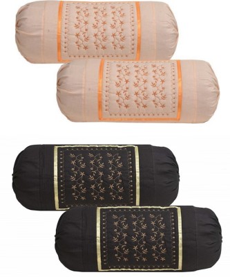 MAHALUXMI COLLECTION Cotton Bolsters Cover(Pack of 4, 40 cm*80 cm, Orange, Brown)