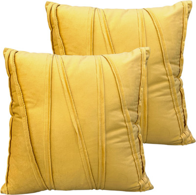 A&A Fabrics Polyester, Velvet Cushions & Pillows Cover(40.64 cm*40.64 cm, Pack of 2, Yellow)
