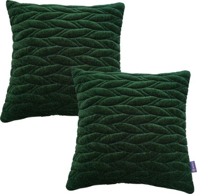 ACHUS Self Design Cushions Cover(Pack of 2, 45 cm*45 cm, Green)