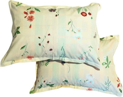 SUBHO Cotton Pillows Cover(Pack of 2, 46 cm*64 cm, Yellow)
