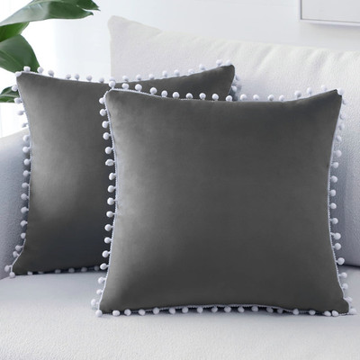 maatrikaa Velvet Cushions Cover(40.5 cm*40.5 cm, Pack of 2, Grey)