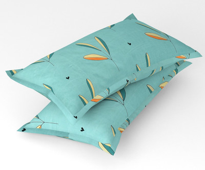 BSB HOME Cotton Pillows Cover(45 cm*71 cm, Pack of 2, Green, Orange)