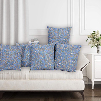 Go Texstylers Cotton Cushions Cover(50 cm*50 cm, Pack of 5, Blue)