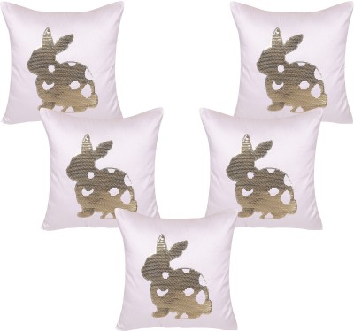 HOME9INE Polyester Cushions Cover(Pack of 5, 40 cm*40 cm, White, Gold)