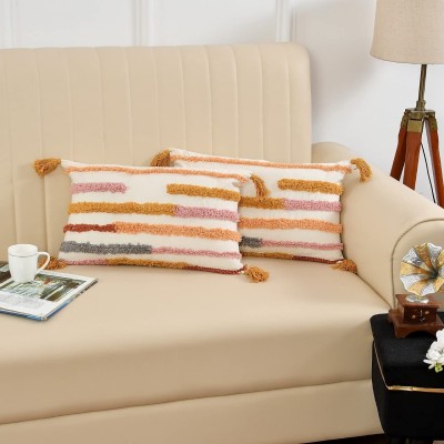Dolce Casa Striped Pillows Cover(Pack of 5, 30 cm*50 cm, Multicolor)