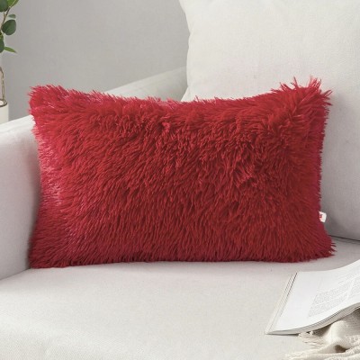 Wondershala Faux Silk Pillows Cover(55 cm*40 cm, Red)