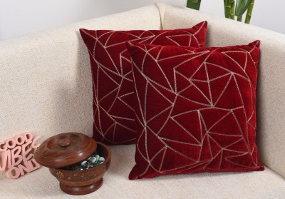 DecoGhar Velvet, Polyester Cushions & Pillows Cover(Pack of 2, 40 cm*40 cm, Red)