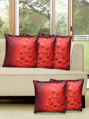 Alina decor Printed Cushions Cover(Pack of 5, 40.64 cm, Red)