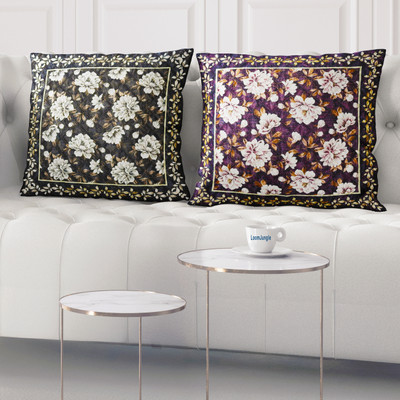LoomJungle Polycotton Cushions Cover(40 cm*40 cm, Pack of 2, Brown, Purple)