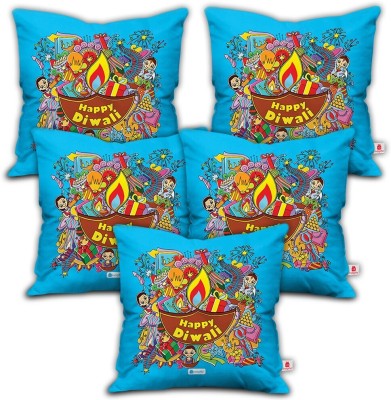 Indigifts Satin Cushions Cover(Pack of 5, 30 cm*30 cm, Blue)