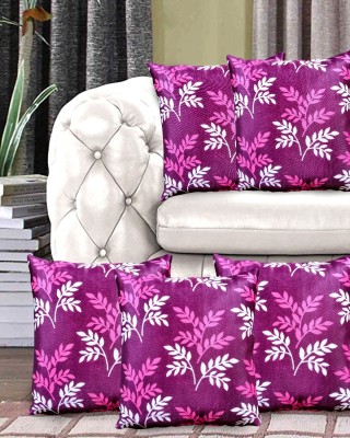 Kanushi Industries Floral Cushions Cover(Pack of 5, 41 cm*41 cm, Purple)