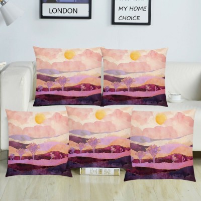 DARSHANAM WORLD Printed Cushions Cover(Pack of 5, 16 cm*16 cm, Purple)