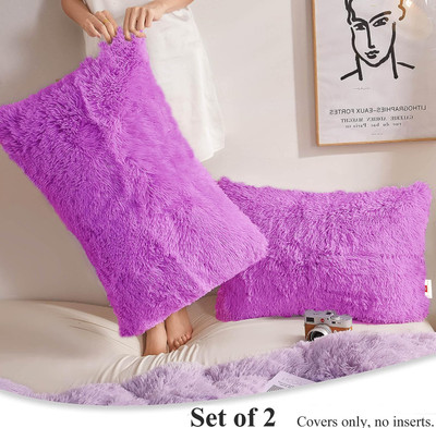 Wondershala Microfiber Pillows Cover(40 cm*55 cm, Pack of 2, Purple)