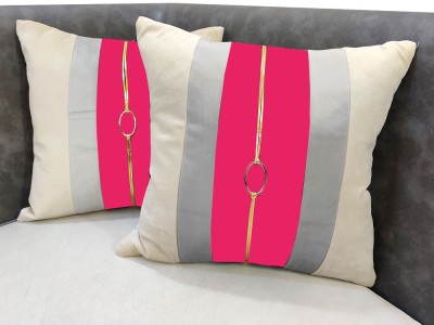 GOOD VIBES Suede Cushions & Pillows Cover(Pack of 2, 40 cm*40 cm, Beige, Pink, Grey, Gold)