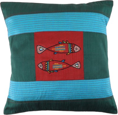 Indha Craft Embroidered Cushions Cover(Pack of 2, 40 cm*40 cm, Blue, Grey, Maroon)